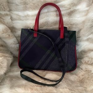 Ralph Ralph Lauren Navy Plaid Purse with Detachable Shoulder Strap 11” W x 8” T